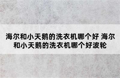 海尔和小天鹅的洗衣机哪个好 海尔和小天鹅的洗衣机哪个好波轮